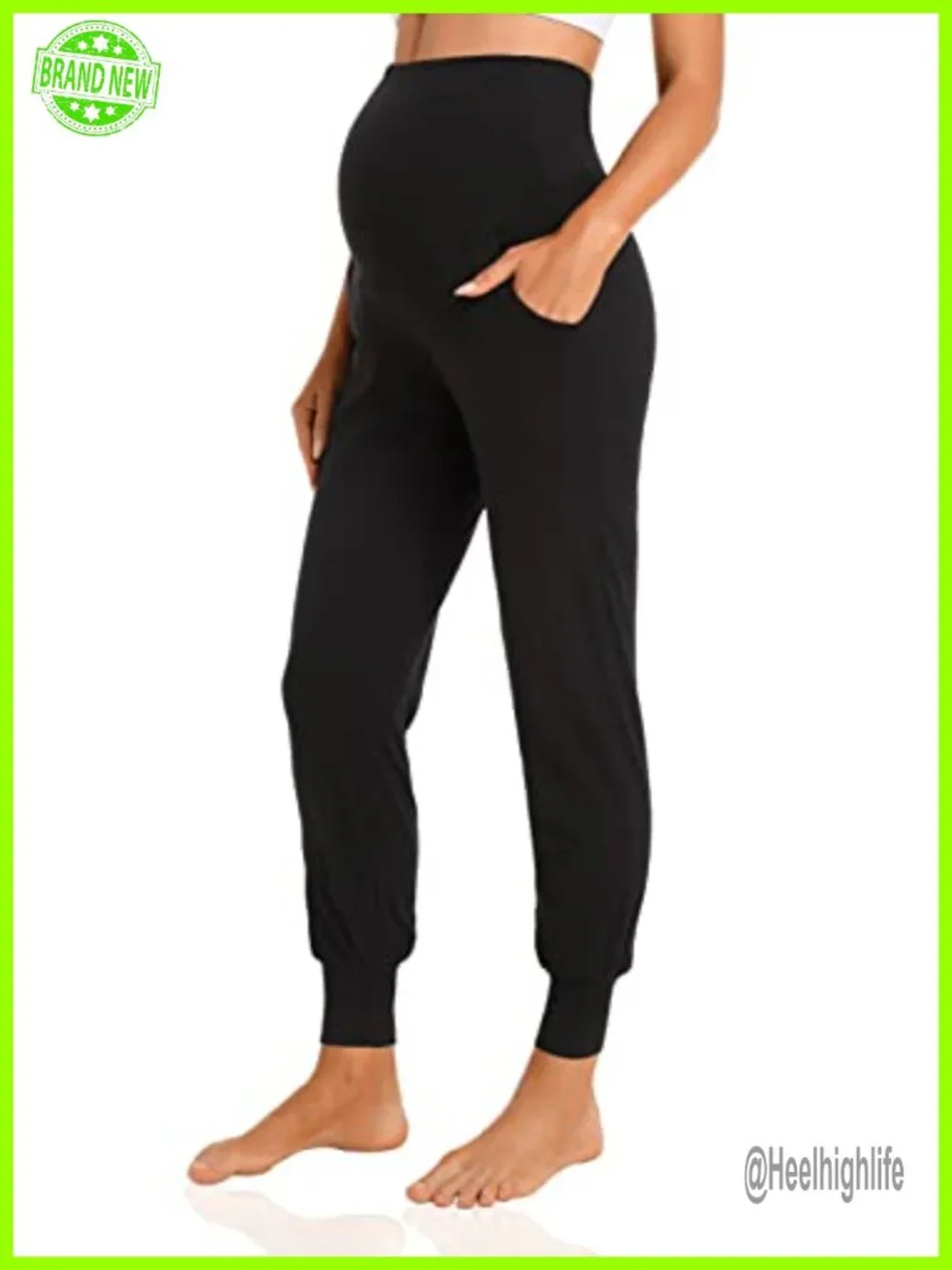 Maternity Joggers Pregnancy Sweatpants High Waist Overbump Lounge Athletic